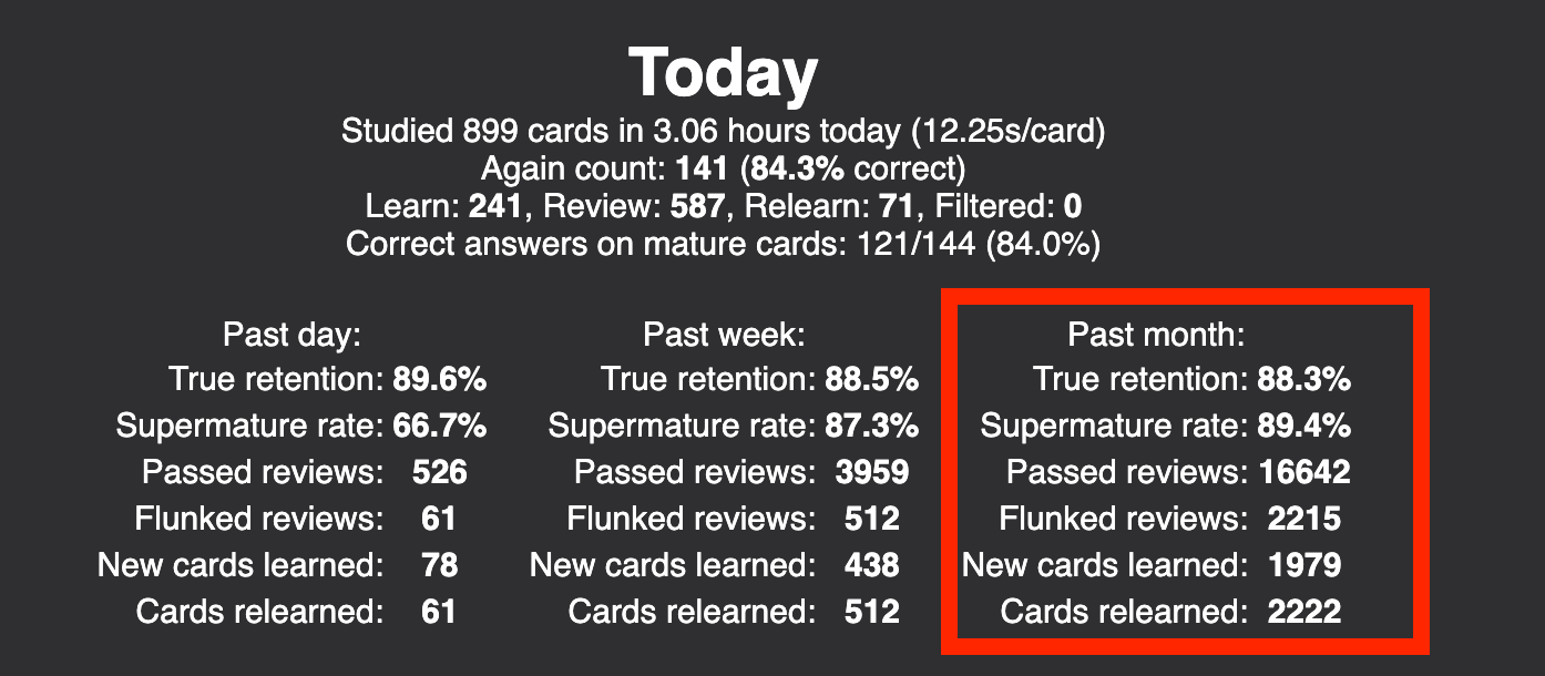 Anki stats